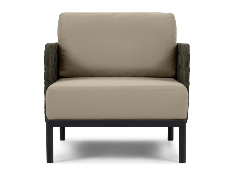 Кресло Мидеро с подлокотниками Рогожка Бежевый/Черный