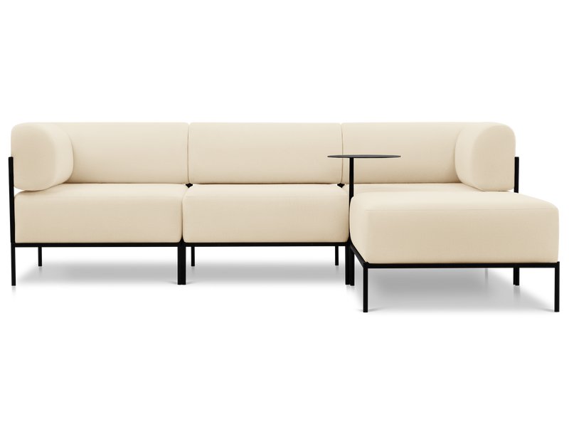 Диван садовый модульный Нолан 1 Рогожка Кремовый/Черный