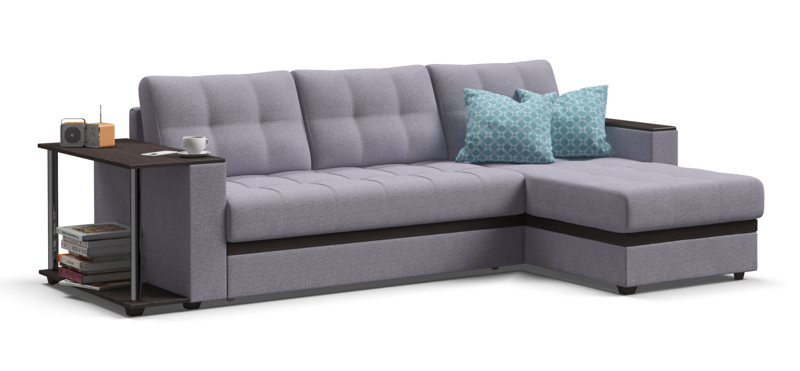 Угловой диван Атланта Люкс Рогожка Мальмо платина