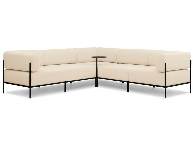 Диван садовый модульный Нолан 2 Рогожка Кремовый/Черный